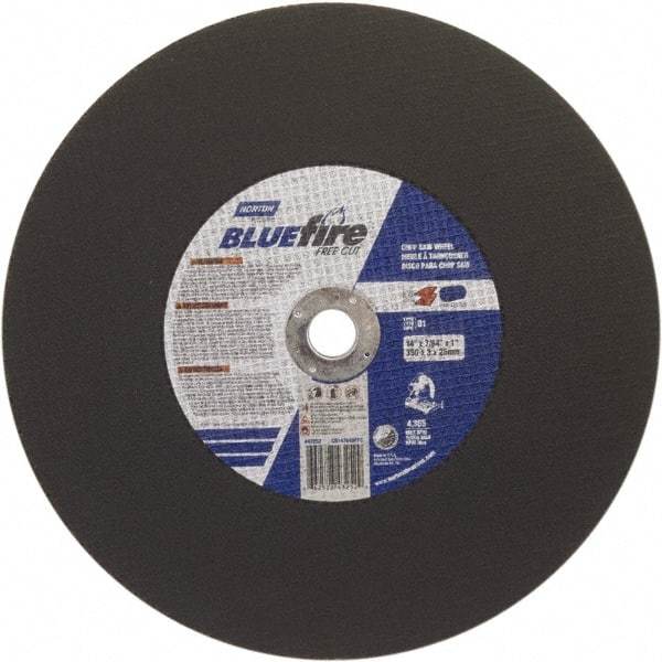 Norton - 14" 36 Grit Zirconia Alumina Cutoff Wheel - 7/64" Thick, 1" Arbor, 4,365 Max RPM, Use with Stationary Tools - A1 Tooling