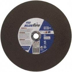 Norton - 14" 30 Grit Zirconia Alumina Cutoff Wheel - 1/8" Thick, 1" Arbor, 4,365 Max RPM, Use with Stationary Tools - A1 Tooling