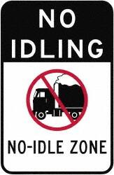 NMC - "No Idle Zone", 18" Long x 12" Wide, Aluminum Safety Sign - Use for Workplace/Safety - A1 Tooling