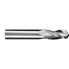 ‎5/8″ Dia. × 5/8″ Shank × 1-1/4″ DOC × 3-1/2″ OAL, Carbide TiN, Spiral , 3 Flute, 30° Helix, Ballnose End Mill - Exact Industrial Supply