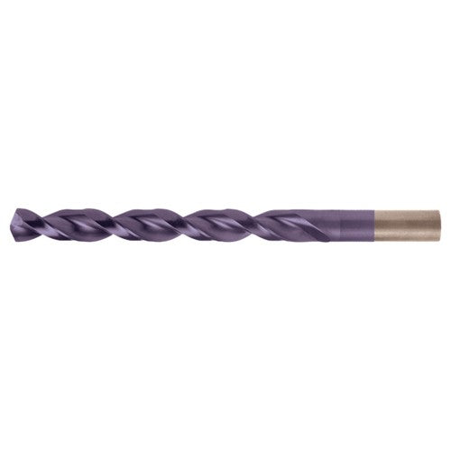 13.00mm RHS / RHC HSS-CO 8% (M42) 135 Degree Split Point Q-Cobalt Wide Land Parabolic Jobber Drill - TiAlN - Exact Industrial Supply