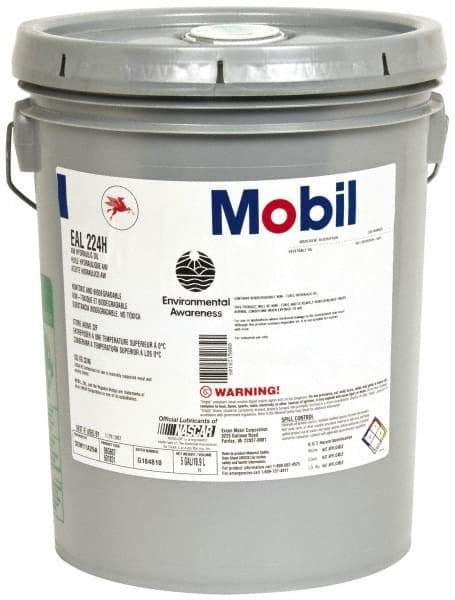 Mobil - 5 Gal Pail Mineral Hydraulic Oil - 0180°F, SAE 20, ISO 32/46, 36.8 cSt at 40°C & 8.3 cSt at 100°C - A1 Tooling