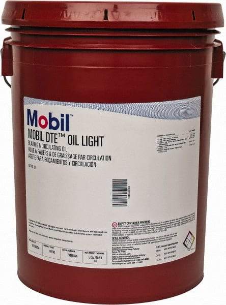 Mobil - 5 Gal Pail Mineral Circulating Oil - SAE 10, ISO 32, 31 cSt at 40°C & 5.5 cSt at 100°F - A1 Tooling