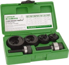 Greenlee - 11 Piece, 1" Punch Hole Diam, Manual Knockout Set - Round Punch, 10 Gage Mild Steel - A1 Tooling