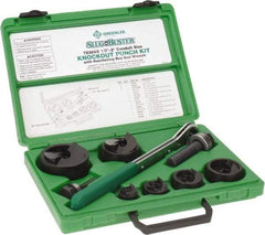 Greenlee - 16 Piece, 2" Punch Hole Diam, Manual Knockout Set - Round Punch, 10 Gage Mild Steel - A1 Tooling