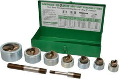 Greenlee - 17 Piece, 2" Punch Hole Diam, Hydraulic Knockout Set - Round Punch, 10 Gage Mild Steel - A1 Tooling