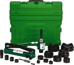 Greenlee - 20 Piece, 4" Punch Hole Diam, Hydraulic Knockout Set - Round Punch, 10 Gage Mild Steel - A1 Tooling