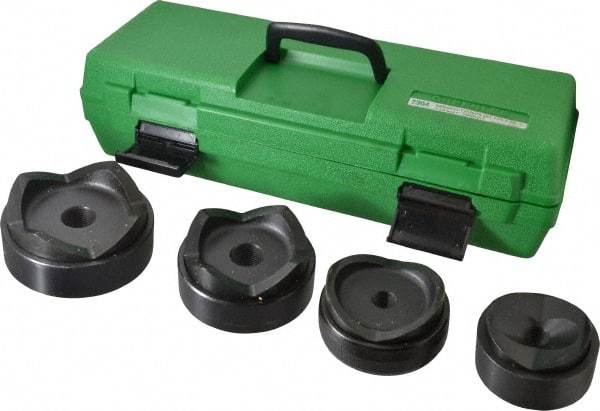 Greenlee - 9 Piece, 4" Punch Hole Diam, Hydraulic Standard Punch Kit - Round Punch, 10 Gage Mild Steel - A1 Tooling