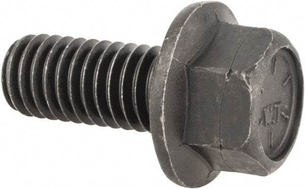 Value Collection - 7/16-14 UNC, 1" Length Under Head, Hex Drive Flange Bolt - 1" Thread Length, Grade 8 Alloy Steel, Smooth Flange, Phosphate & Oil Finish - A1 Tooling