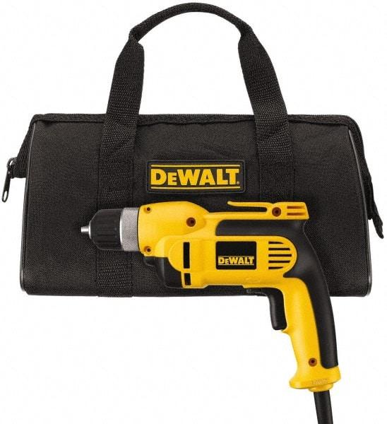 DeWALT - 3/8" Keyless Chuck, 2,500 RPM, Pistol Grip Handle Electric Drill - 8 Amps, Reversible, Includes Kit Box - A1 Tooling