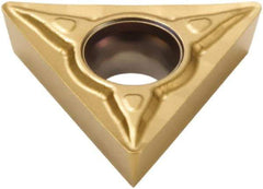 Seco - TPMT21.51 F1 Grade CP500 Carbide Turning Insert - TiAlN/TiN Finish, 60° Triangle, 1/4" Inscr Circle, 3/32" Thick, 1/64" Corner Radius - A1 Tooling