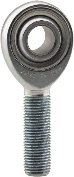 Made in USA - 1" ID, 2.95" Max OD, 107,182 Lb Max Static Cap, Plain Male Spherical Rod End - 1-1/4 - 12 LH, 2-1/2" Shank Length, Alloy Steel with Steel Raceway - A1 Tooling