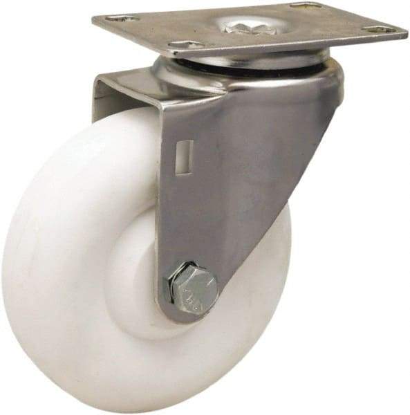 Hamilton - 4" Diam x 1-3/8" Wide x 5-1/8" OAH Top Plate Mount Swivel Caster - Polyolefin, 300 Lb Capacity, Plain Bore Bearing, 2-3/8 x 3-5/8" Plate - A1 Tooling