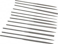 Grobet - 12 Piece Swiss Pattern File Set - 5-1/2" Long, 0 Coarseness, Set Includes Barrette, Crossing, Equalling, Half Round, Knife, Marking, Round, Round Edge Joint, Slitting, Square, Three Square, Warding - A1 Tooling