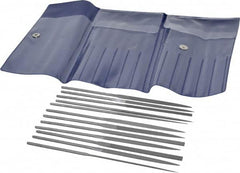 Grobet - 12 Piece Swiss Pattern File Set - 5-1/2" Long, 2 Coarseness, Set Includes Barrette, Crossing, Equalling, Half Round, Knife, Marking, Round, Round Edge Joint, Slitting, Square, Three Square, Warding - A1 Tooling