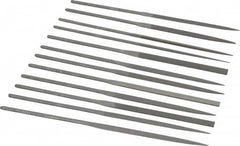 Grobet - 12 Piece Swiss Pattern File Set - 6-1/4" Long, 0 Coarseness, Set Includes Barrette, Crossing, Equalling, Half Round, Knife, Marking, Round, Round Edge Joint, Slitting, Square, Three Square, Warding - A1 Tooling