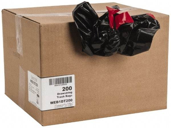 PRO-SOURCE - 1.2 mil Thick, Household/Office Trash Bags - Hexene Resins, Drawstring, 30-1/2" Wide x 34" High, Black - A1 Tooling