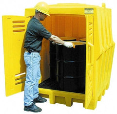 Eagle - 4 Drum, 66 Gal Sump Capacity, Storage Hut - 57-1/2" Long x 57-1/2" Wide x 72" High, Vertical Storage, Polyethylene - A1 Tooling