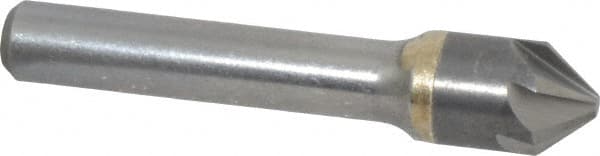 Made in USA - 1/2" Head Diam, 3/8" Shank Diam, 6 Flute 82° Solid Carbide Countersink - Bright Finish, 2-1/2" OAL, 0.109" Nose Diam, Single End, Straight Shank, Right Hand Cut - A1 Tooling