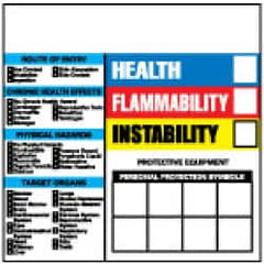 NMC - "Health - Flammability - Instability", 6" Long x 6" Wide, Pressure-Sensitive Vinyl Safety Sign - Square, 0.004" Thick, Use for Hazardous Materials - A1 Tooling