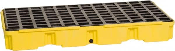 Eagle - 30 Gal Sump, 5,000 Lb Capacity, 2 Drum, Polyethylene Spill Deck or Pallet - 51-1/2" Long x 26-1/4" Wide x 6-1/2" High, Yellow, Drain Included, Low Profile, Vertical, Inline Drum Configuration - A1 Tooling