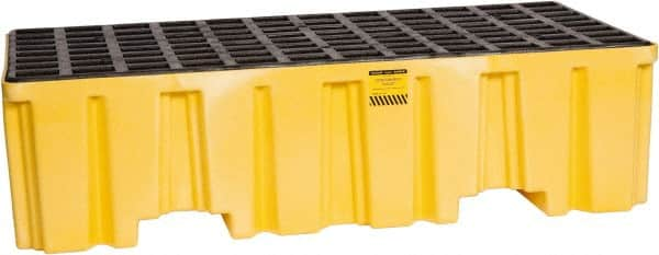 Eagle - 66 Gal Sump, 4,000 Lb Capacity, 2 Drum, Polyethylene Spill Deck or Pallet - 51" Long x 26-1/4" Wide x 13-3/4" High, Yellow, Liftable Fork, Vertical, 2 x 2 Drum Configuration - A1 Tooling