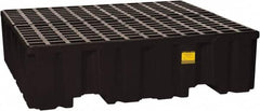 Eagle - 132 Gal Sump, 8,000 Lb Capacity, 4 Drum, Polyethylene Spill Deck or Pallet - 52-1/2" Long x 51-1/2" Wide x 13-3/4" High, Black, Liftable Fork, Vertical, 2 x 2 Drum Configuration - A1 Tooling