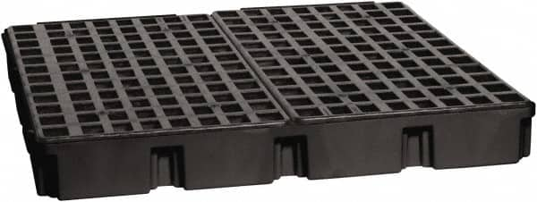 Eagle - 61 Gal Sump, 10,000 Lb Capacity, 4 Drum, Polyethylene Platform - 52-1/2" Long x 51-1/2" Wide x 6-1/2" High, Black, Liftable Fork, Drain Included, Low Profile, Vertical, 2 x 2 Drum Configuration - A1 Tooling