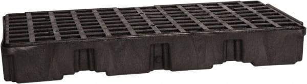 Eagle - 30 Gal Sump, 5,000 Lb Capacity, 2 Drum, Polyethylene Spill Deck or Pallet - 51-1/2" Long x 26-1/4" Wide x 6-1/2" High, Black, Drain Included, Low Profile, Vertical, Inline Drum Configuration - A1 Tooling