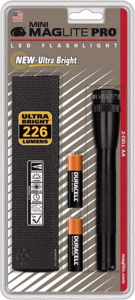 Mag-Lite - Clear LED Bulb, 272 Lumens, Mini Flashlight - Black Aluminum Body, 2 AA Alkaline Batteries Included - A1 Tooling