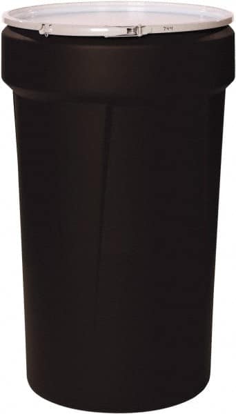 Eagle - 55 Gallon Black Tapered Cylinder Polyethylene Open Head Drum - 39-1/8" High x 23-3/4" Diam - A1 Tooling