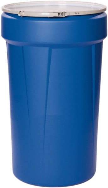 Eagle - 55 Gallon Blue Tapered Cylinder Polyethylene Open Head Drum - 39-1/8" High x 23-3/4" Diam - A1 Tooling