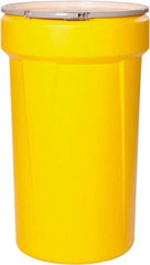 Eagle - 55 Gallon Yellow Tapered Cylinder Polyethylene Open Head Drum - 39-1/8" High x 23-3/4" Diam - A1 Tooling