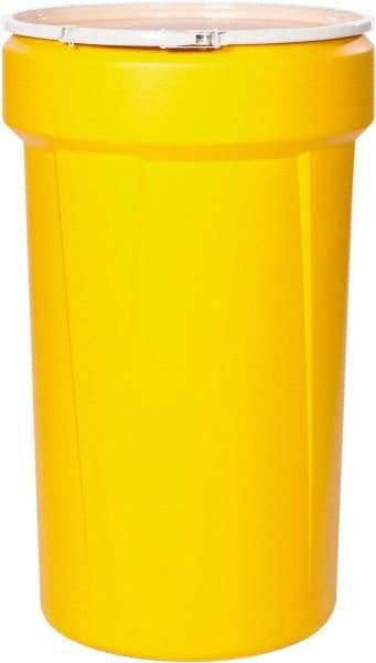 Eagle - 55 Gallon Yellow Tapered Cylinder Polyethylene Open Head Drum - 39-1/8" High x 23-3/4" Diam - A1 Tooling