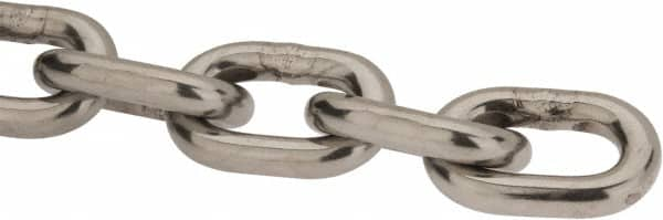 Value Collection - 9/32" Welded Stainless Steel Chain - 2,000 Lb Capacity, Grade 30, Cut to Length, Stainless Steel, Bright Finish - A1 Tooling