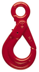 Pewag - 12,000 Lb Capacity, Chain Grade 80, Alloy Steel Eye Hook - 7-9/16" Reach, 1-49/64" Eye ID, 1/2" Chain Diam, Dacromet - A1 Tooling