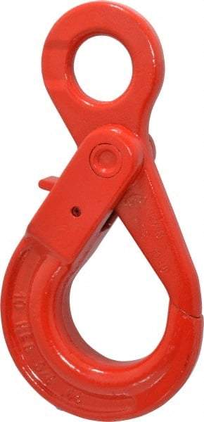 Pewag - 7,100 Lb Capacity, Chain Grade 80, Alloy Steel Eye Hook - 6-13/16" Reach, 1-3/8" Eye ID, 3/8" Chain Diam, Dacromet - A1 Tooling