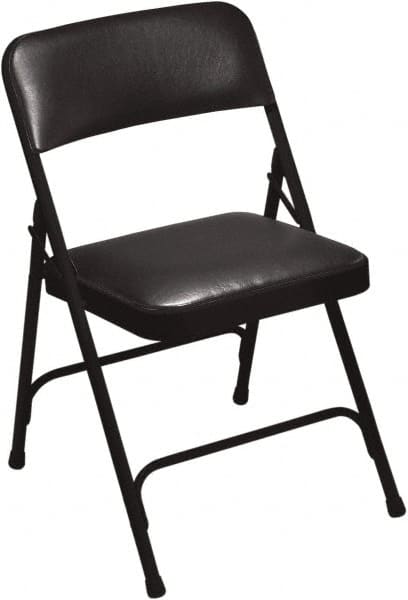 NPS - 18-3/4" Wide x 20-1/4" Deep x 29-1/2" High, Vinyl Folding Chair with Vinyl Padded Seat - Caviar Black - A1 Tooling