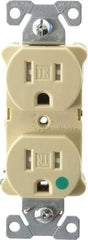 Cooper Wiring Devices - 125 VAC, 15 Amp, 5-15R NEMA Configuration, Ivory, Hospital Grade, Self Grounding Duplex Receptacle - 1 Phase, 2 Poles, 3 Wire, Flush Mount, Tamper Resistant - A1 Tooling