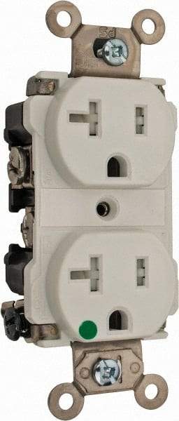 Cooper Wiring Devices - 125 VAC, 20 Amp, 5-20R NEMA Configuration, White, Hospital Grade, Self Grounding Duplex Receptacle - 1 Phase, 2 Poles, 3 Wire, Flush Mount, Chemical, Impact and Tamper Resistant - A1 Tooling