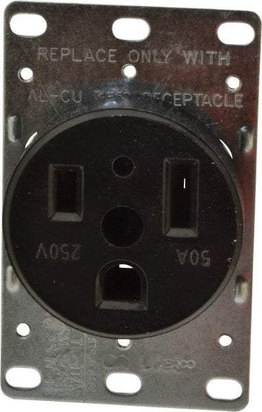 Cooper Wiring Devices - 250 VAC, 50 Amp, 6-50R NEMA Configuration, Black, Specification Grade, Self Grounding Single Receptacle - 1 Phase, 2 Poles, 3 Wire, Flush Mount, Corrosion Resistant - A1 Tooling