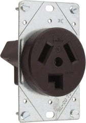 Cooper Wiring Devices - 125/250 VAC, 30 Amp, 10-30R NEMA Configuration, Brown, Specification Grade, Ungrounded Single Receptacle - 1 Phase, 3 Poles, 3 Wire, Flush Mount, Corrosion Resistant - A1 Tooling