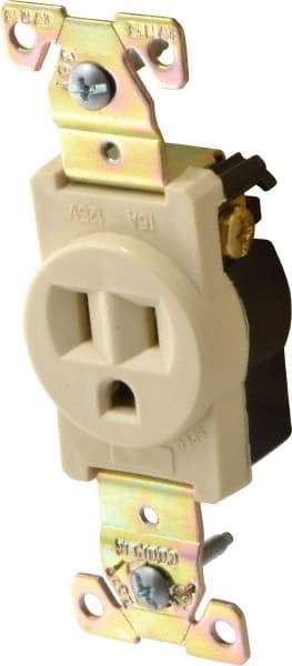 Cooper Wiring Devices - 125 VAC, 20 Amp, 5-20R NEMA Configuration, Ivory, Industrial Grade, Self Grounding Single Receptacle - 1 Phase, 2 Poles, 3 Wire, Flush Mount, Chemical, Heat and Impact Resistant - A1 Tooling