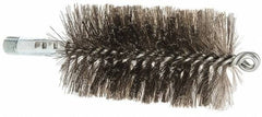 Schaefer Brush - 4-1/2" Brush Length, 2-1/2" Diam, Double Stem, Double Spiral Tube Brush - 7-1/4" Long, Stainless Steel, 1/4" NPSM Male Connection - A1 Tooling