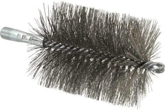 Schaefer Brush - 4-1/2" Brush Length, 3-1/2" Diam, Double Stem, Double Spiral Tube Brush - 7-1/4" Long, Stainless Steel, 1/4" NPSM Male Connection - A1 Tooling