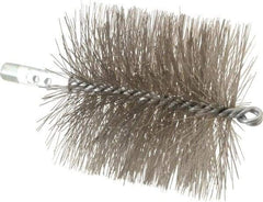 Schaefer Brush - 4-1/2" Brush Length, 4-1/2" Diam, Double Stem, Double Spiral Tube Brush - 7-1/4" Long, Stainless Steel, 1/4" NPSM Male Connection - A1 Tooling