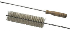 Schaefer Brush - 2-1/8" Diam, 7" Bristle Length, Boiler & Furnace Crimped Brass Brush - Standard Wood Handle, 48" OAL - A1 Tooling