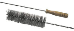 Schaefer Brush - 2-1/8" Diam, 7" Bristle Length, Boiler & Furnace Stainless Steel Brush - Standard Wood Handle, 48" OAL - A1 Tooling