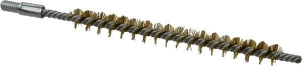 Schaefer Brush - 3" Brush Length, 5/16" Diam, Double Stem, Single Spiral Tube Brush - 4-1/2" Long, Brass, 8-32 Male Connection - A1 Tooling