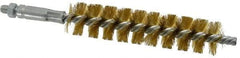 Schaefer Brush - 4" Brush Length, 7/8" Diam, Double Stem, Single Spiral Tube Brush - 6-1/4" Long, Brass, 1/4-28 Male Connection - A1 Tooling